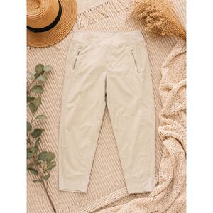 Athleta Women's Size 10 Beige Travel Jogger Pants Lightweight Ankle Zip Pocket